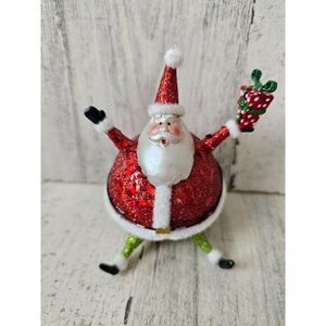 Glitter Santa present Ornament jolly ball striped Xmas tree
